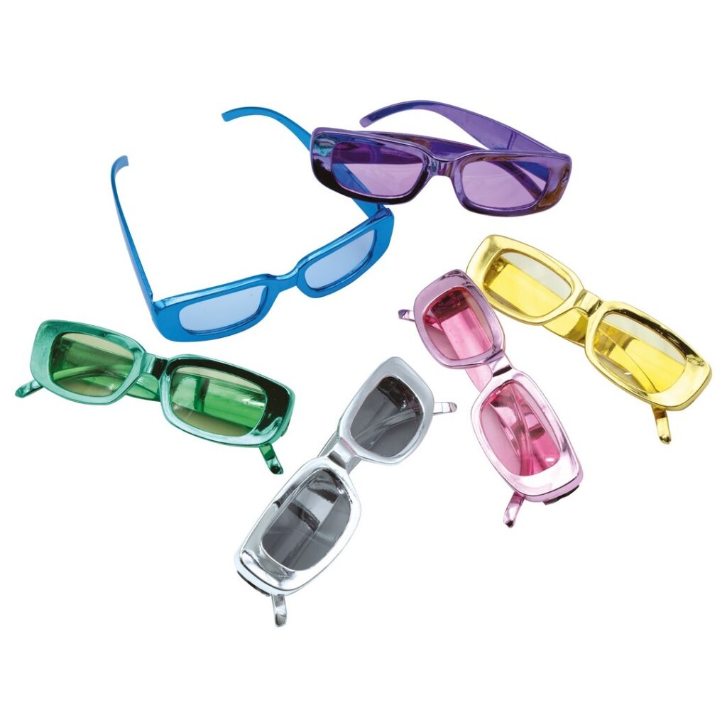 LUNETTES DISCO METALISEES (Rectangulaires - 6 coloris)