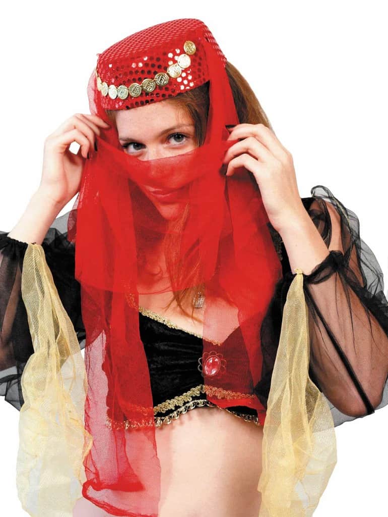 Coiffe rouge à paillettes danseuse orientale