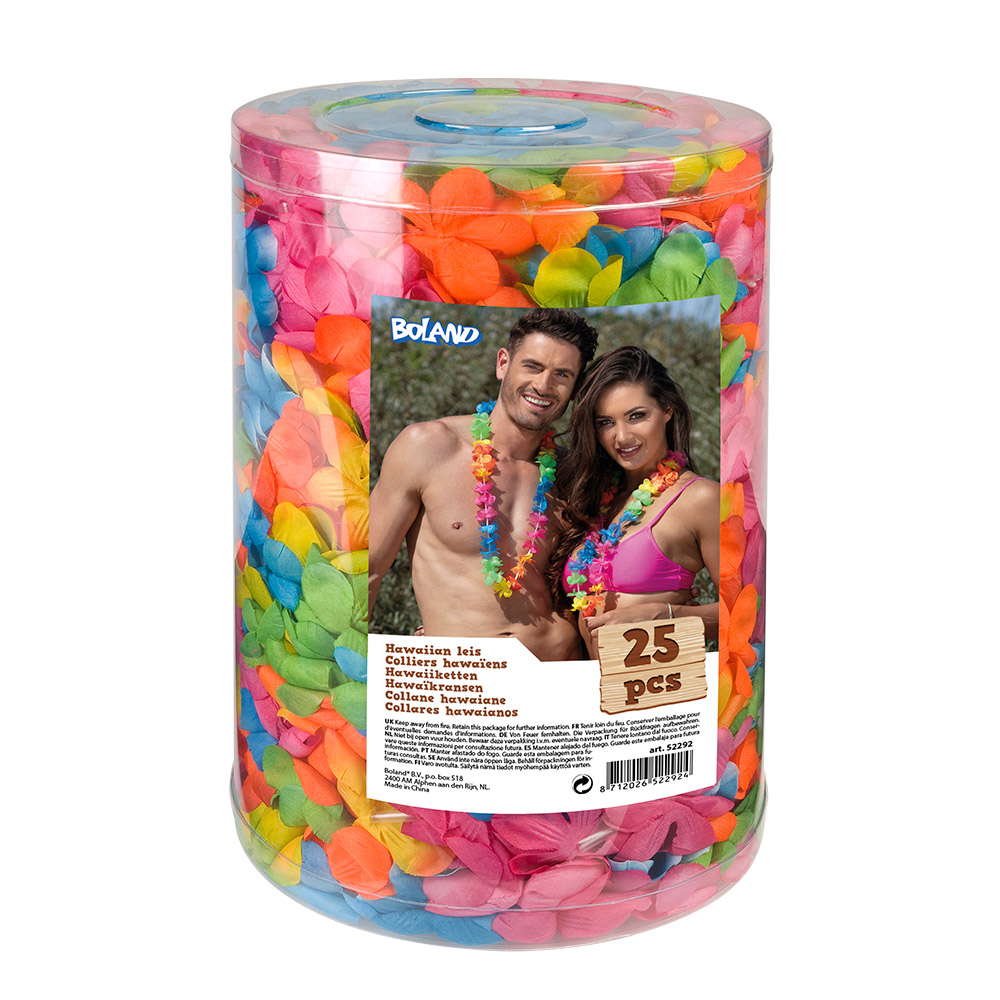 COLLIER DE FLEURS HAWAI (Boite 25 colliers Hawaïens)