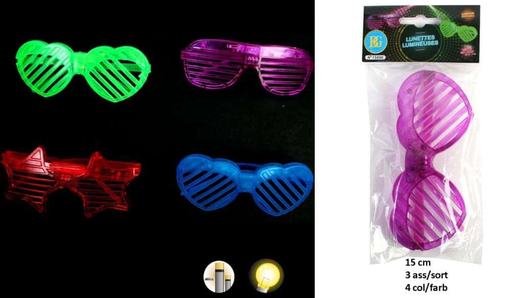 LUNETTES GRILLE A LED (Assortiment couleurs)