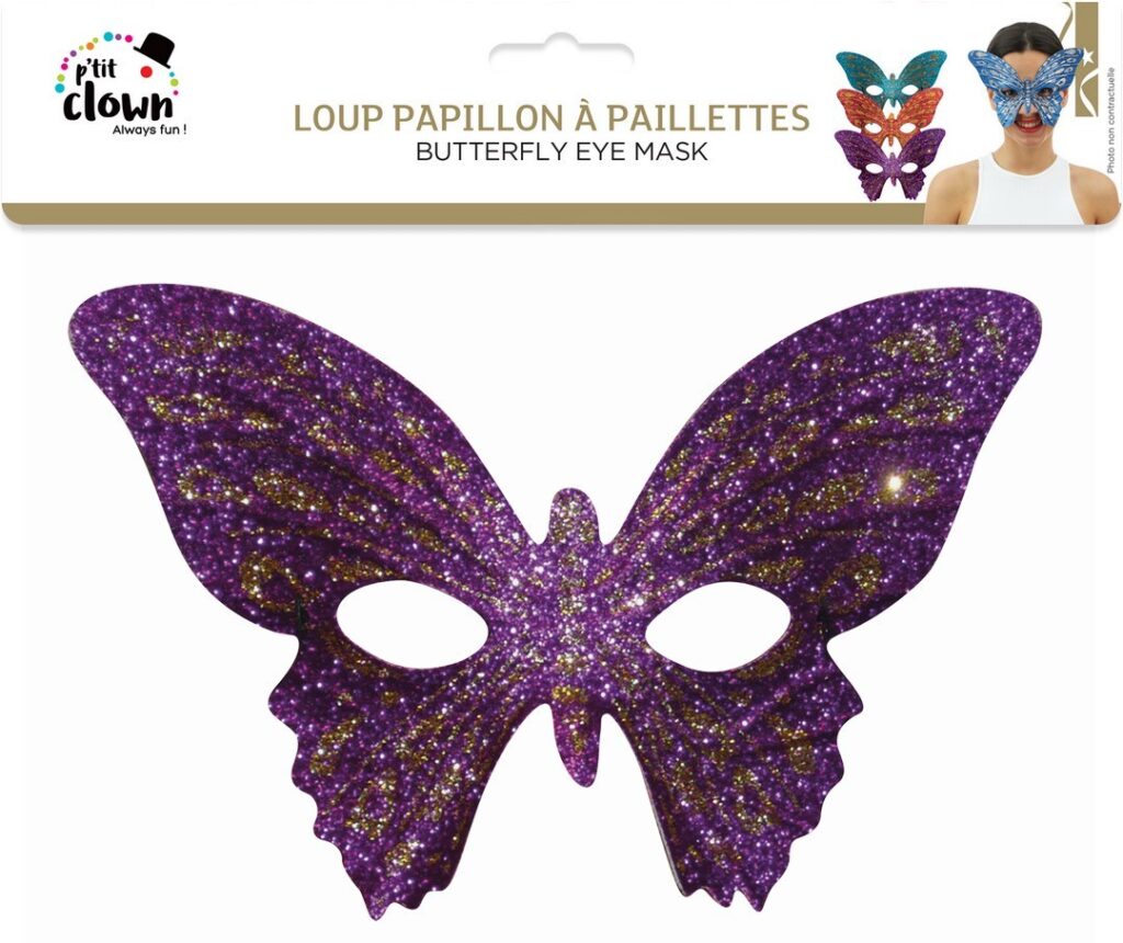 LOUP PAPILLON STRASS (Assortiment 4 coloris)