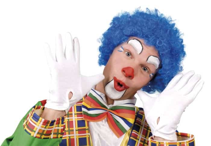 Perruque de clown couleur bleue