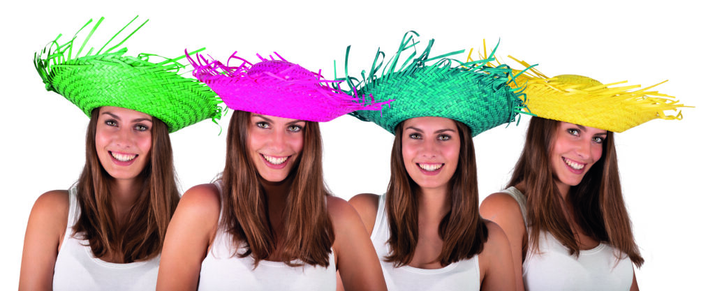 CHAPEAU HAWAI EN PAILLE (4 Couleurs fun)