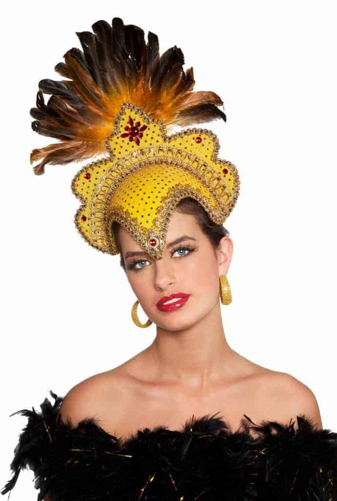 COIFFE BRÉSILIENNE DE LUXE (Modèle Jaune à plumes)