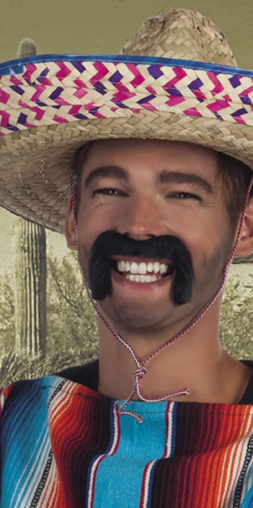 Moustaches noires auto adhésives du bandit mexicain