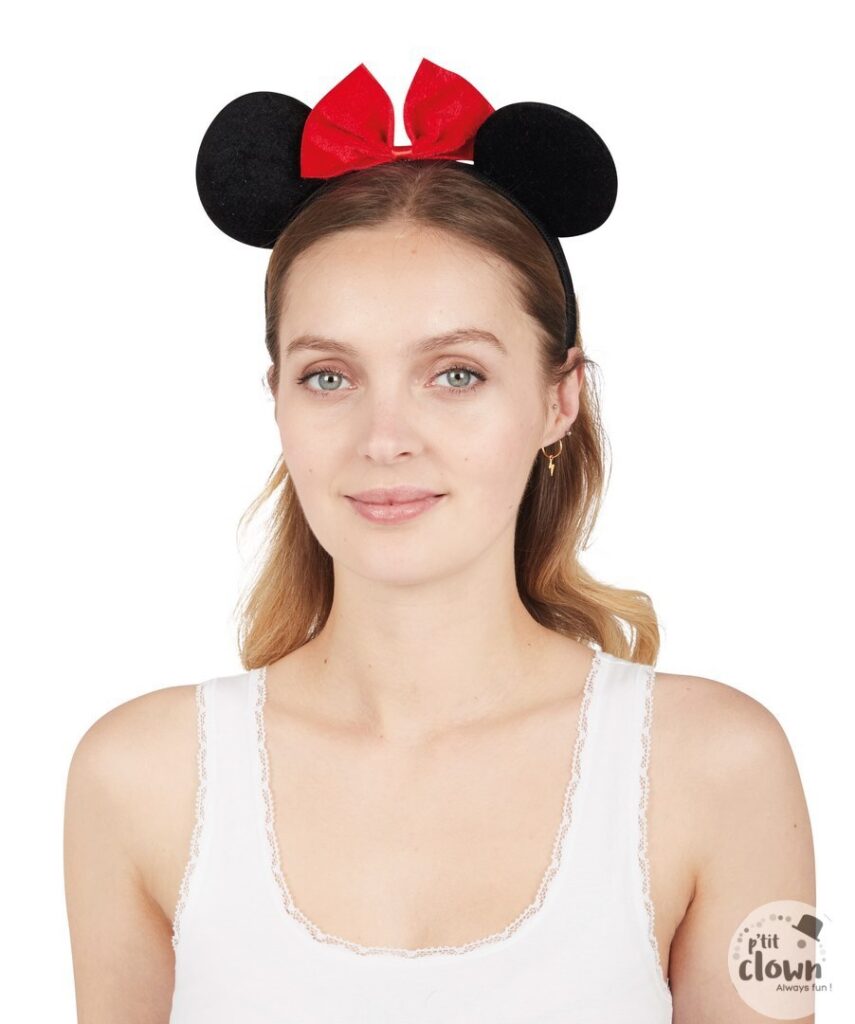 OREILLES DE SOURIS (Serre tête + noeud rouge)