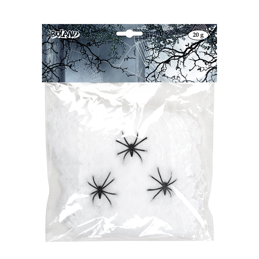 TOILE D'ARAIGNÉE BLANCHE (Poids 20 g + 3 araignées)