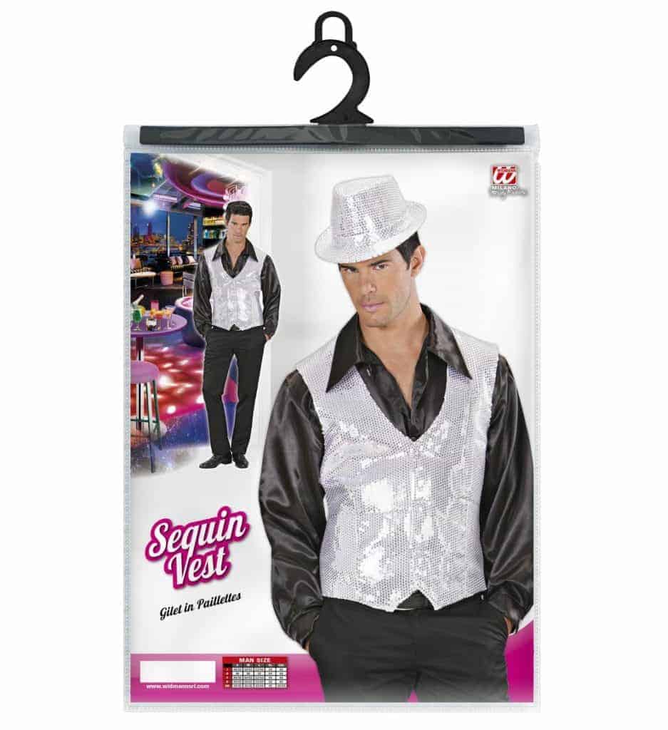 GILET A PAILLETTES DISCO (Couleur Argent - 2 Tailles)