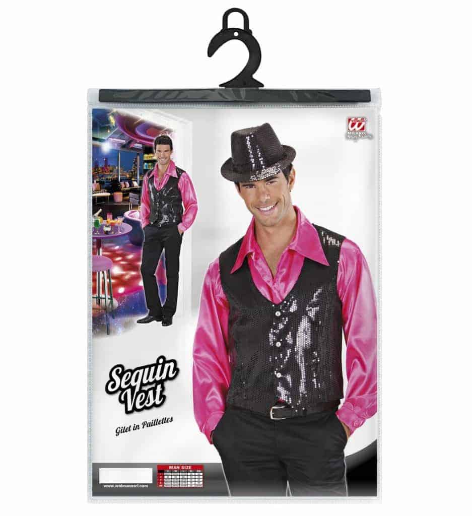 GILET A PAILLETTES DISCO (Couleur noire - 2 Tailles)