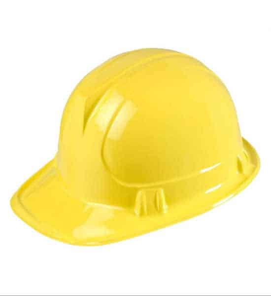Casque ouvrier de chantier plastique jaune
