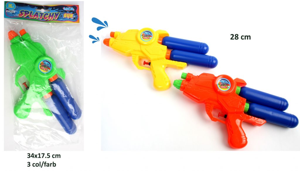 PISTOLET A EAU - RESERVOIR (Pistolet Double réservoir) Taille 28 cm - 3 coloris