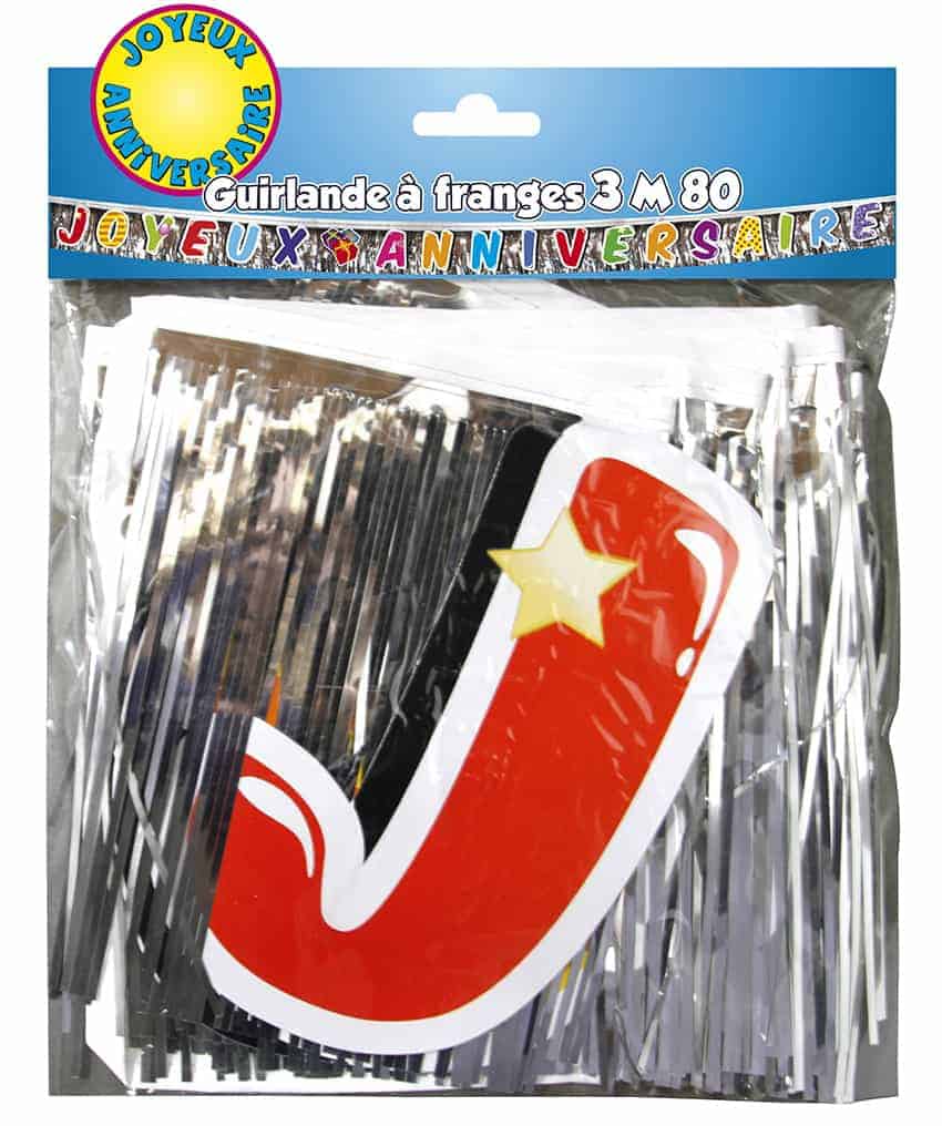 Guirlande à franges 3m80 joyeux anniversaire