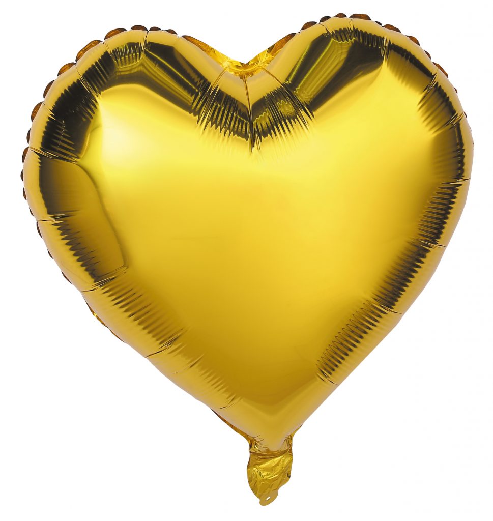 BALLON COEUR MÉTAL (Couleur or - 48 cm)