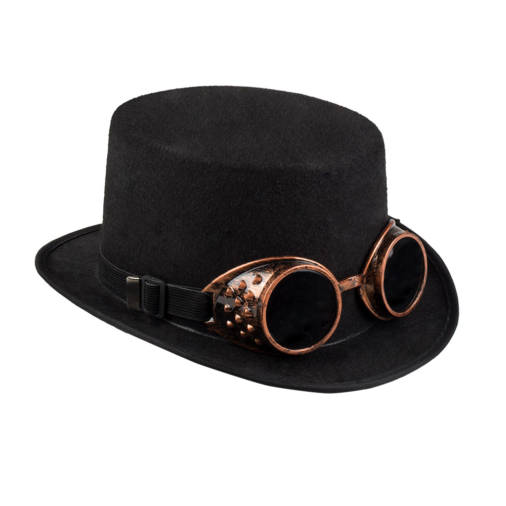 CHAPEAU STEAMPUNK (Chapeau haut de forme) Lunettes de soudeur