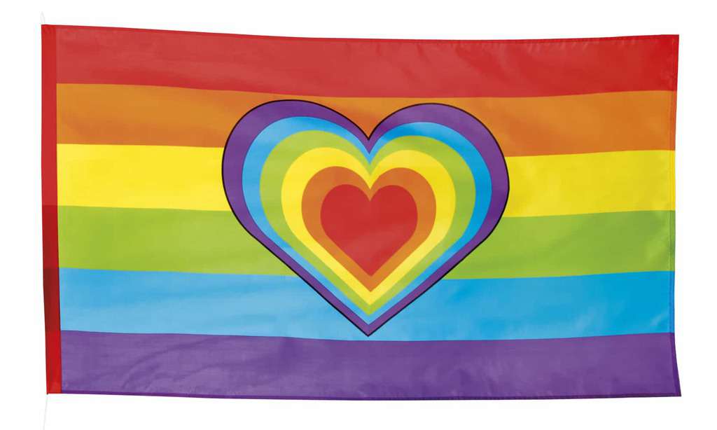 Drapeau coeur rainbow 90 x 150 cm