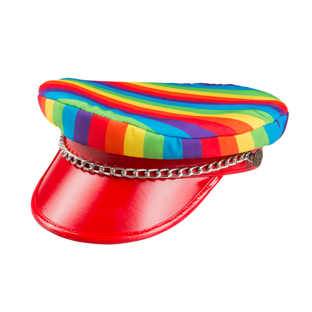 CASQUETTE GAY PRIDE (Casquette arc en ciel) Modèle motard/biker