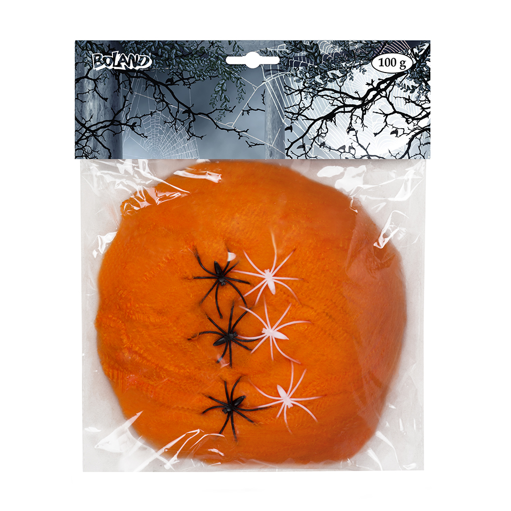TOILE D'ARAIGNÉE ORANGE (Poids 100 gr + 6 araignées)