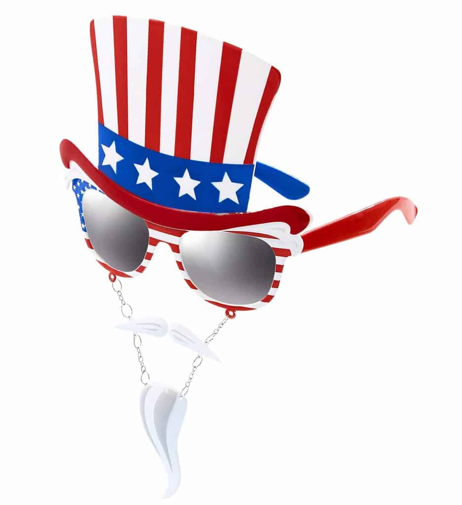 SET ONCLE SAM USA (Lunettes+barbes+moustaches) avec chapeau USA – Image 3