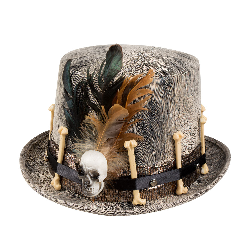 CHAPEAU VOODOO GRIS (Chapeau haut de forme)