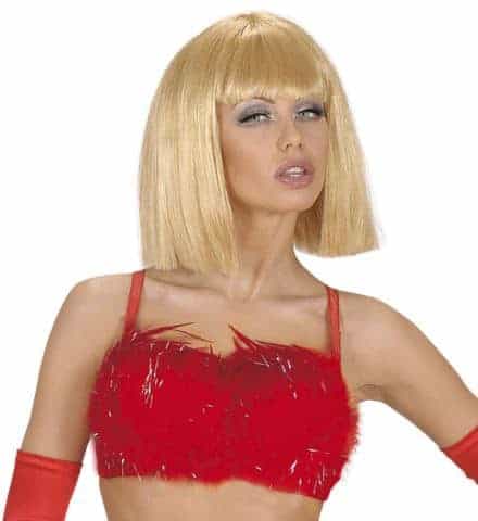 SOUTIEN GORGE A PLUMES (Rouge, paillettes or/argent)