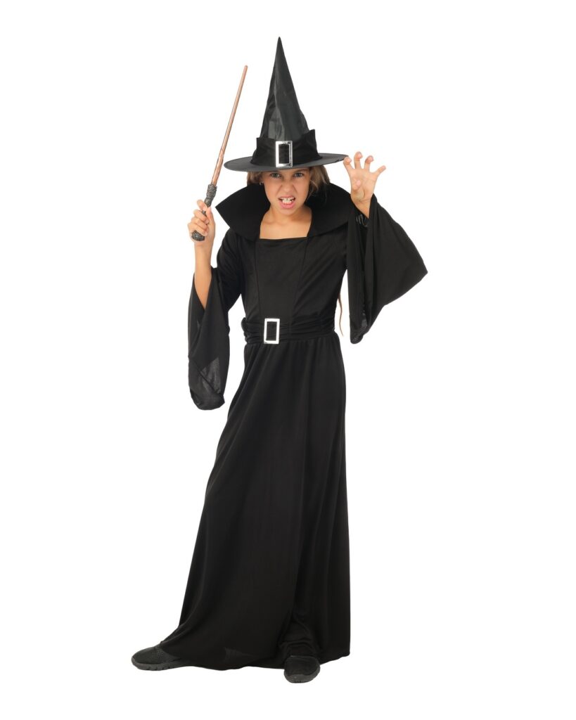 PETITE SORCIÈRE CLASSIQUE (Robe, ceinture, chapeau) Tailles enfants