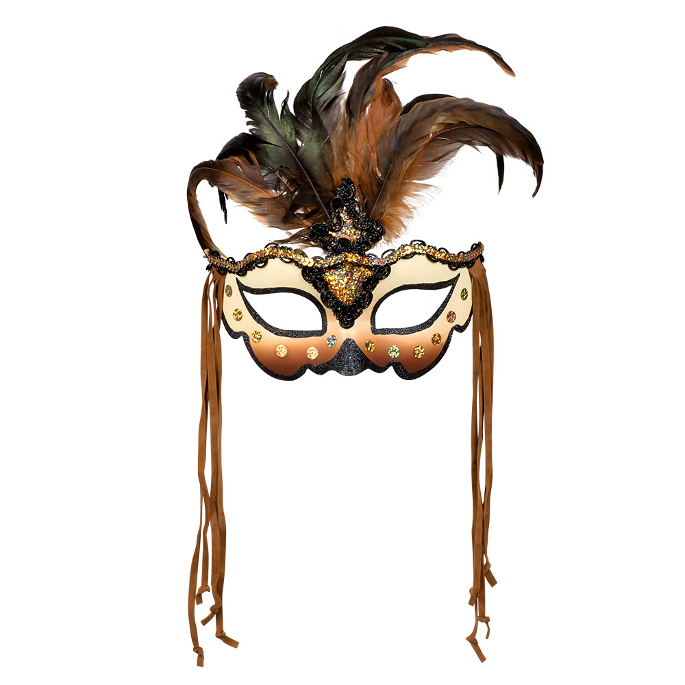 LOUP MASQUE DE LUXE (Masque marron à plumes)