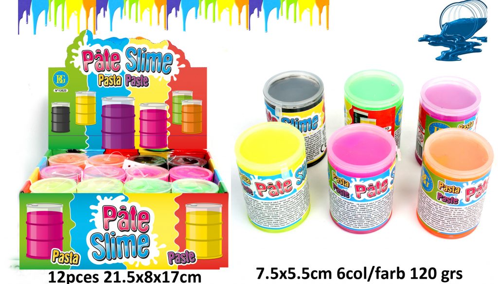 BOX DE PÂTE SLIME (Assortiment de 6 couleurs) Pots de 120 grammes