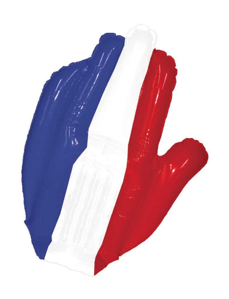 MAIN GONFLABLE FRANCE (Main géante de 40 x 30 cm) Supporter France BBR