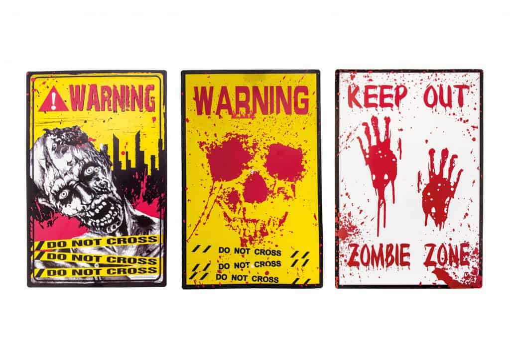 AFFICHES WARNING (Assortiment Halloween) Dimension 38 x 24.5 cm