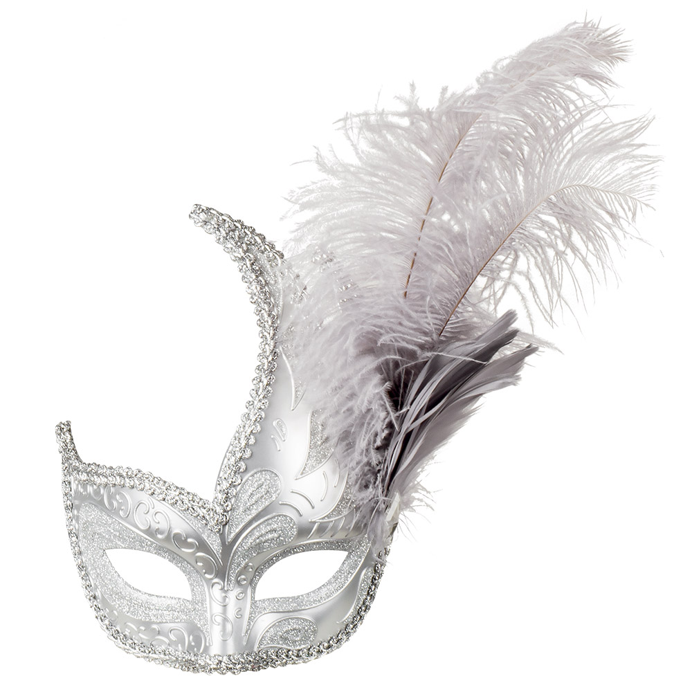 LOUP VENISE ARGENT (Masque avec plumes)