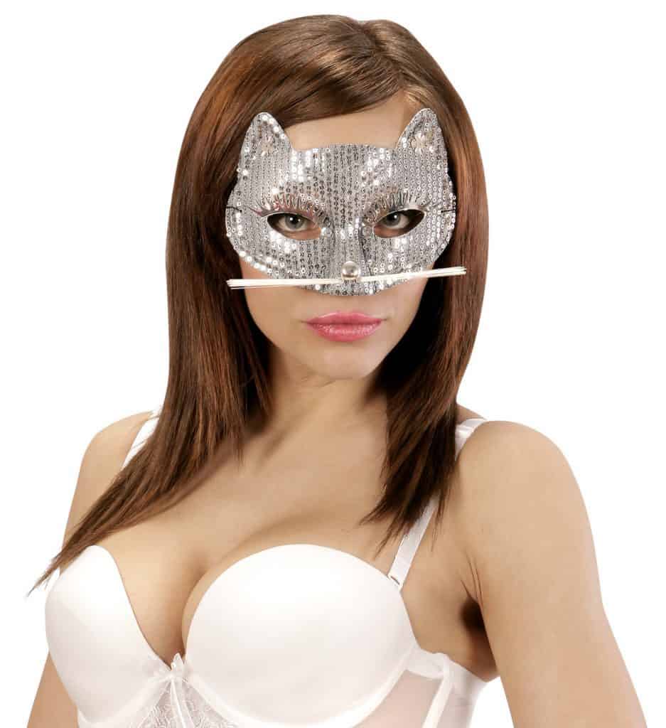 LOUP CHAT A PAILLETTES (Paillettes argentées)