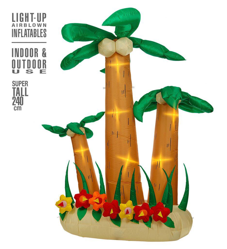 PALMIER GÉANT GONFLABLE (Taille 240 cm - Lumineux ) Trio auto gonflant