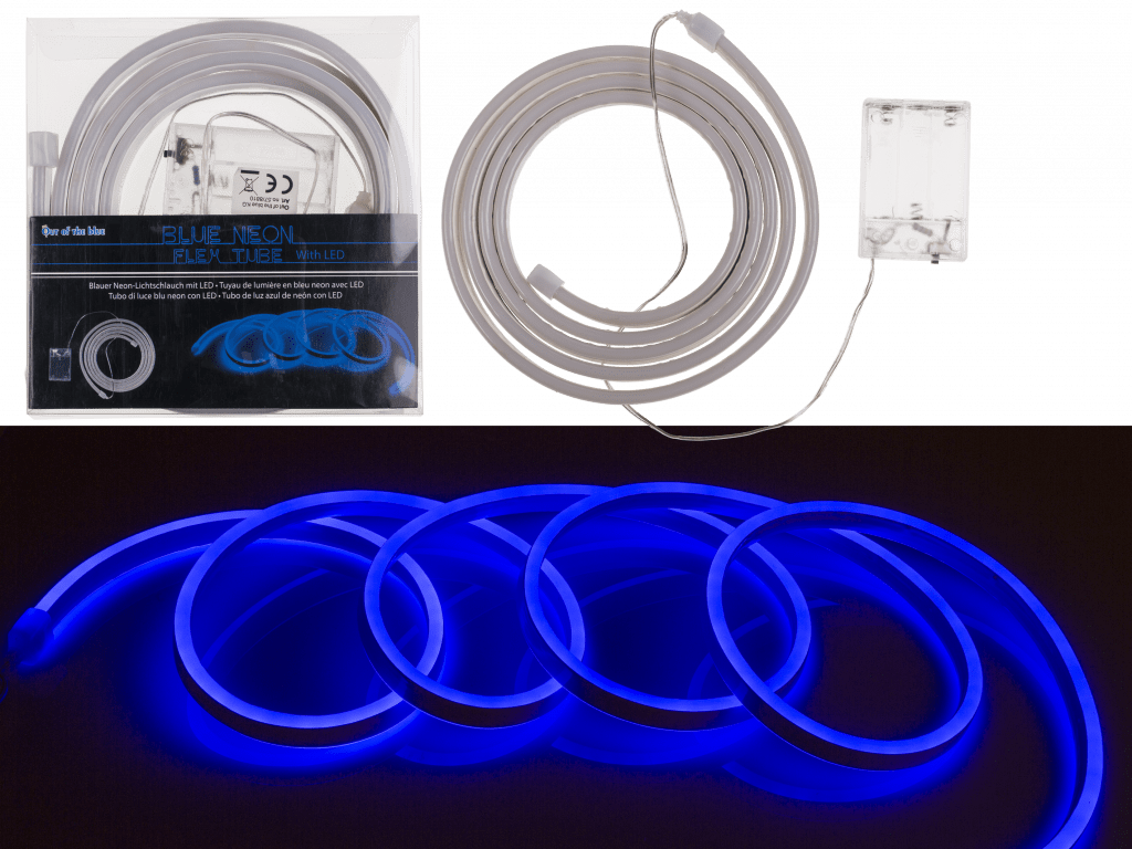 TUBE FLEXIBLE NÉON A PILES (Guirlande lumineuse 2 m) Assortiment 4 coloris