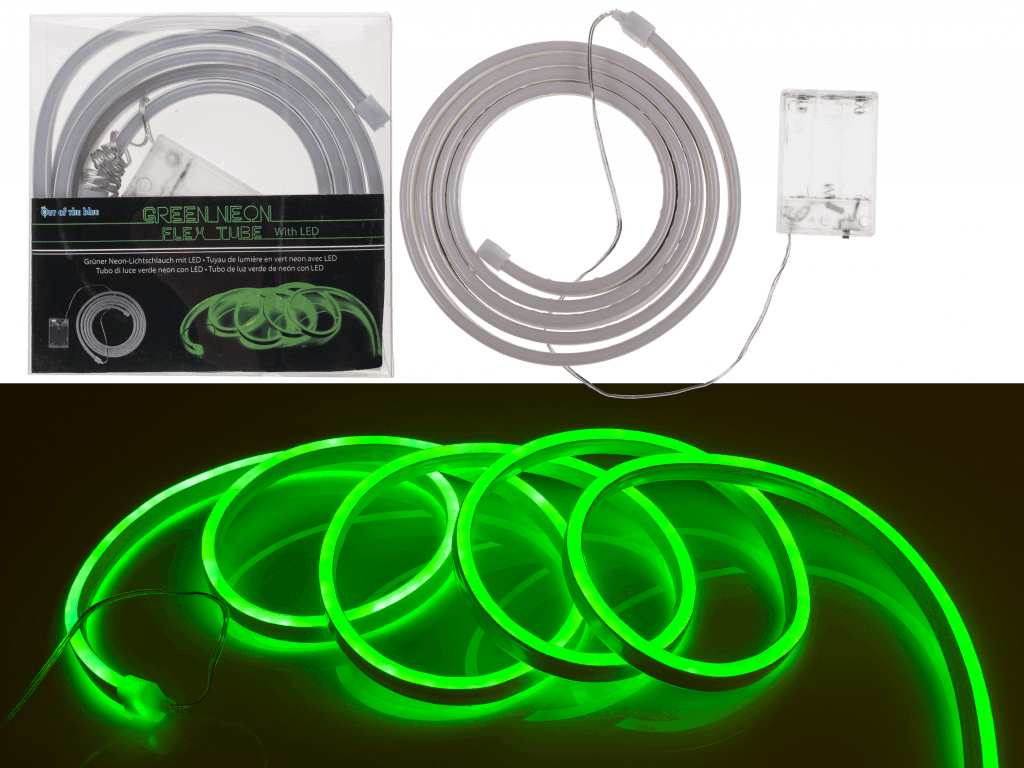 TUBE FLEXIBLE NÉON A PILES (Guirlande lumineuse 2 m) Assortiment 4 coloris