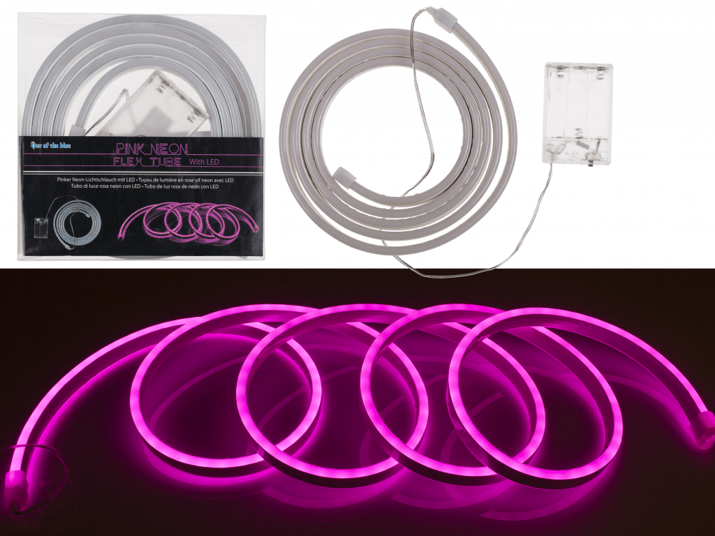 TUBE FLEXIBLE NÉON A PILES (Guirlande lumineuse 2 m) Assortiment 4 coloris