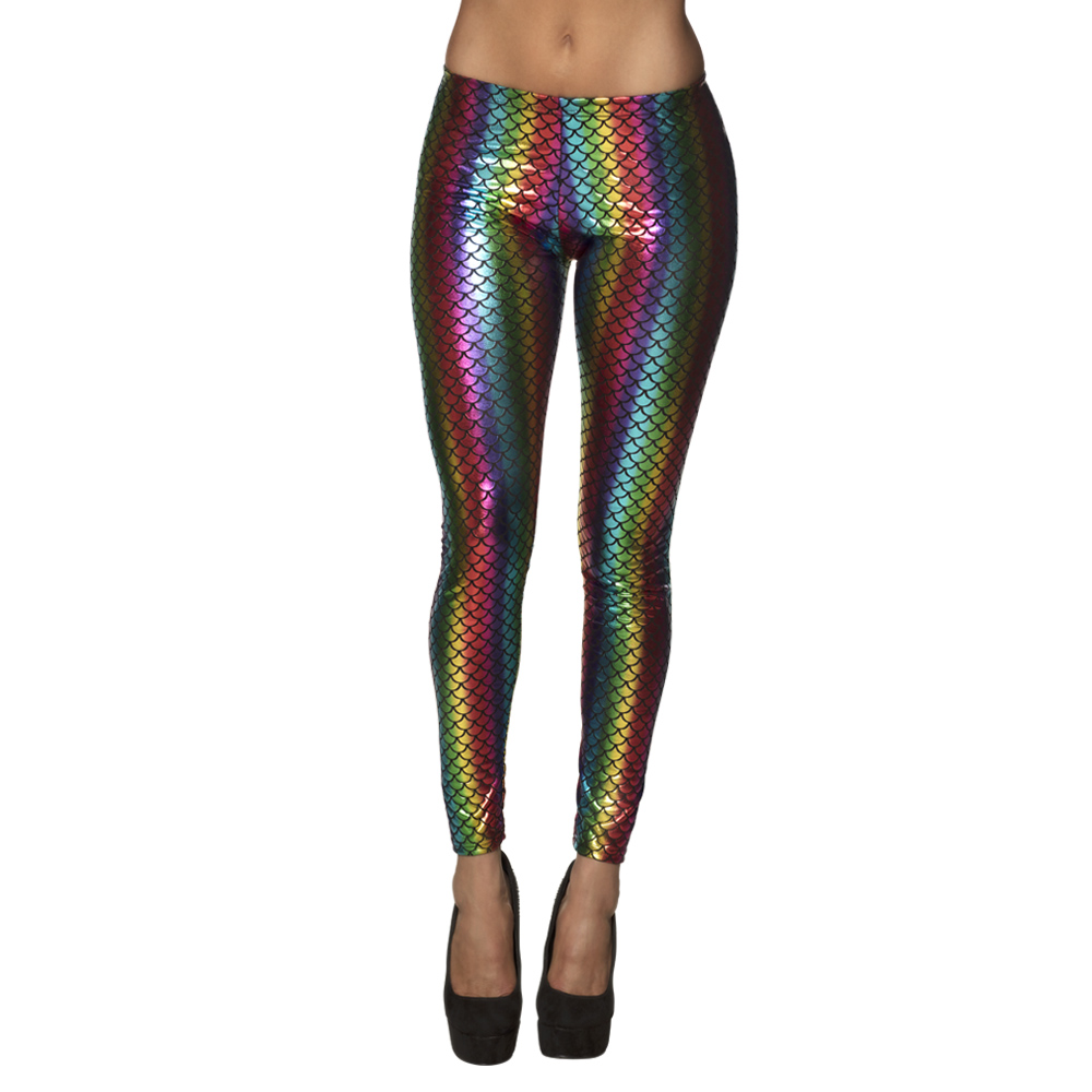 LEGGING SIRÈNE ARC EN CIEL (Legging stretch brillant) Taille unique M