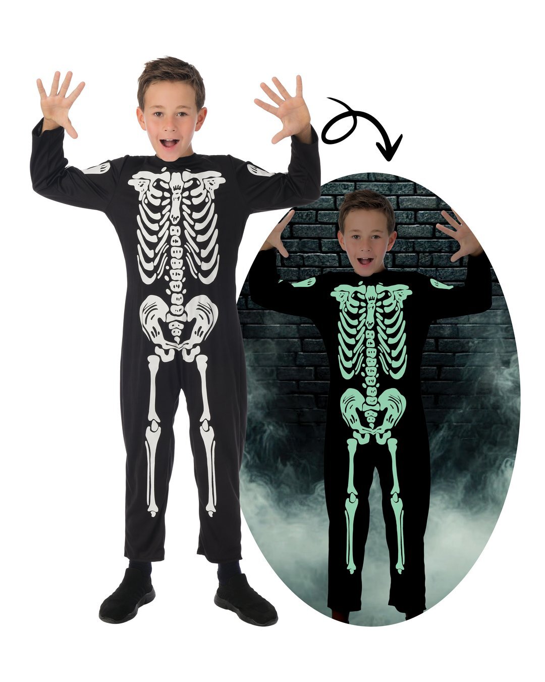 Costume squelette - phosphorescent -  Tailles enfants de 3 à 12 ans – Image 1