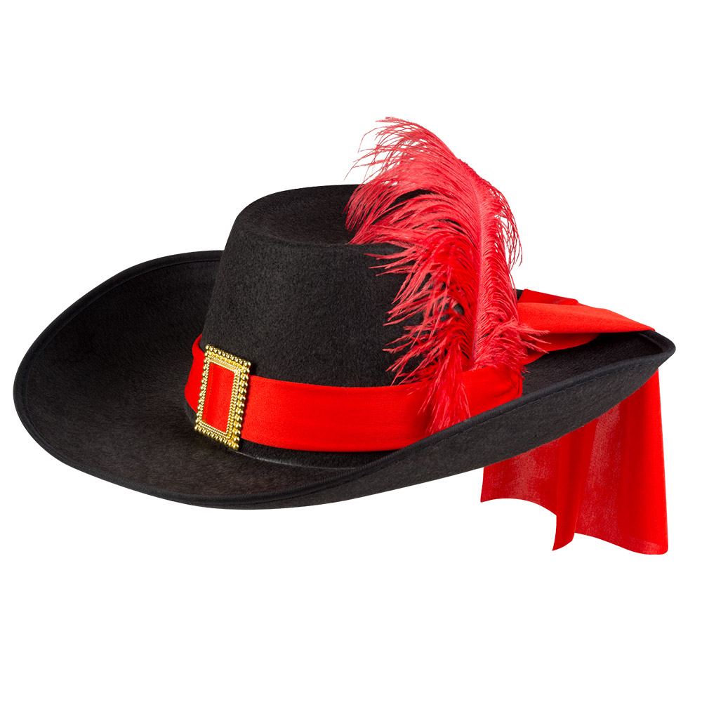 CHAPEAU DE MOUSQUETAIRE (Bandeau et plume rouges)