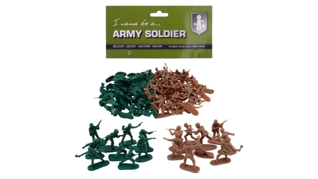 PACK JOUETS ARMÉE (Assortiment 100 pièces) Sachet de 18 x 31 cm