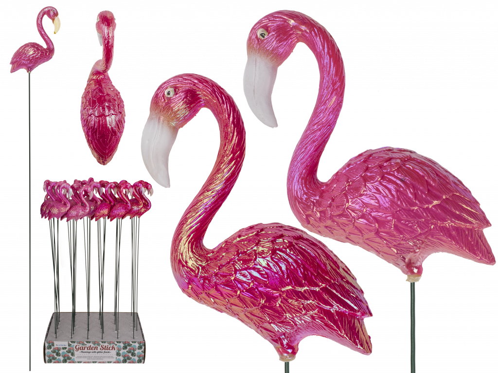 FLAMANT ROSE SUR PIC XL (Décoration d'extérieur) Taille 70 cm environ