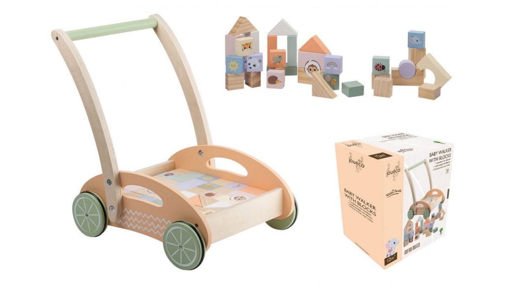 PETIT CHARIOT EN BOIS (Taille 37 cm avec 34 pièces) à partir de 12 mois