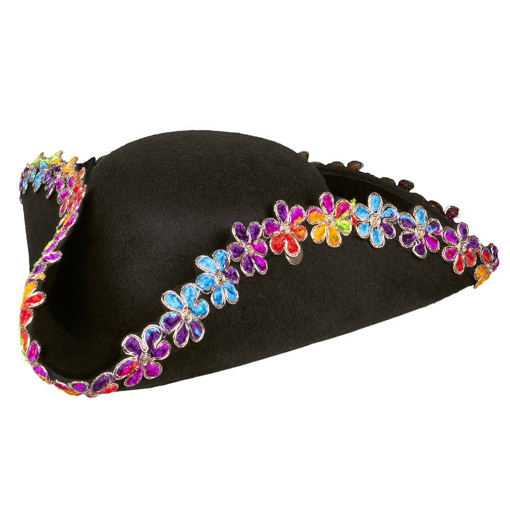 CHAPEAU DE PIRATE FLEURS (Tricorne de pirate)