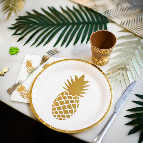 ASSIETTE THÈME ANANAS (Pack de 8 assiettes 23 cm) – Image 2