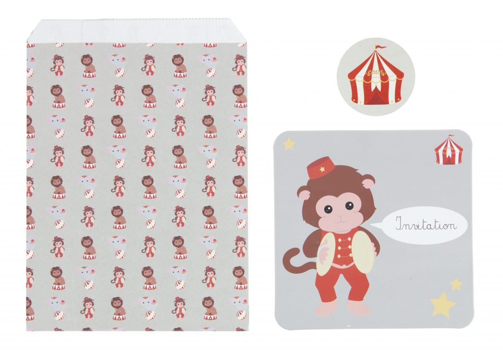 CARTE INVITATION CIRCUS (Paquet de 8 pièces)