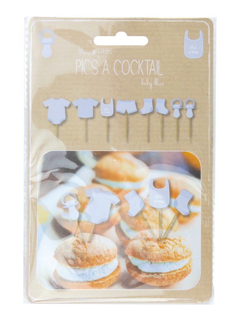 PICS A COCKTAIL BLEUS (Baby Shower - Set 8 pièces)