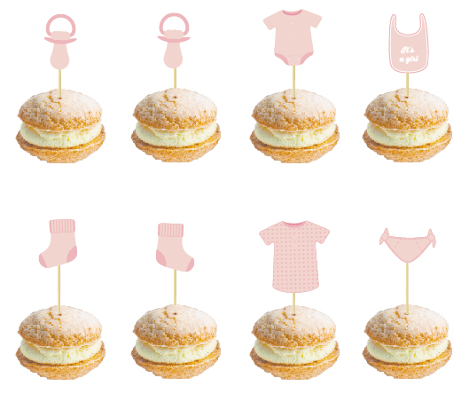 PICS A COCKTAIL ROSES (Baby Shower - Set 8 pièces) – Image 3