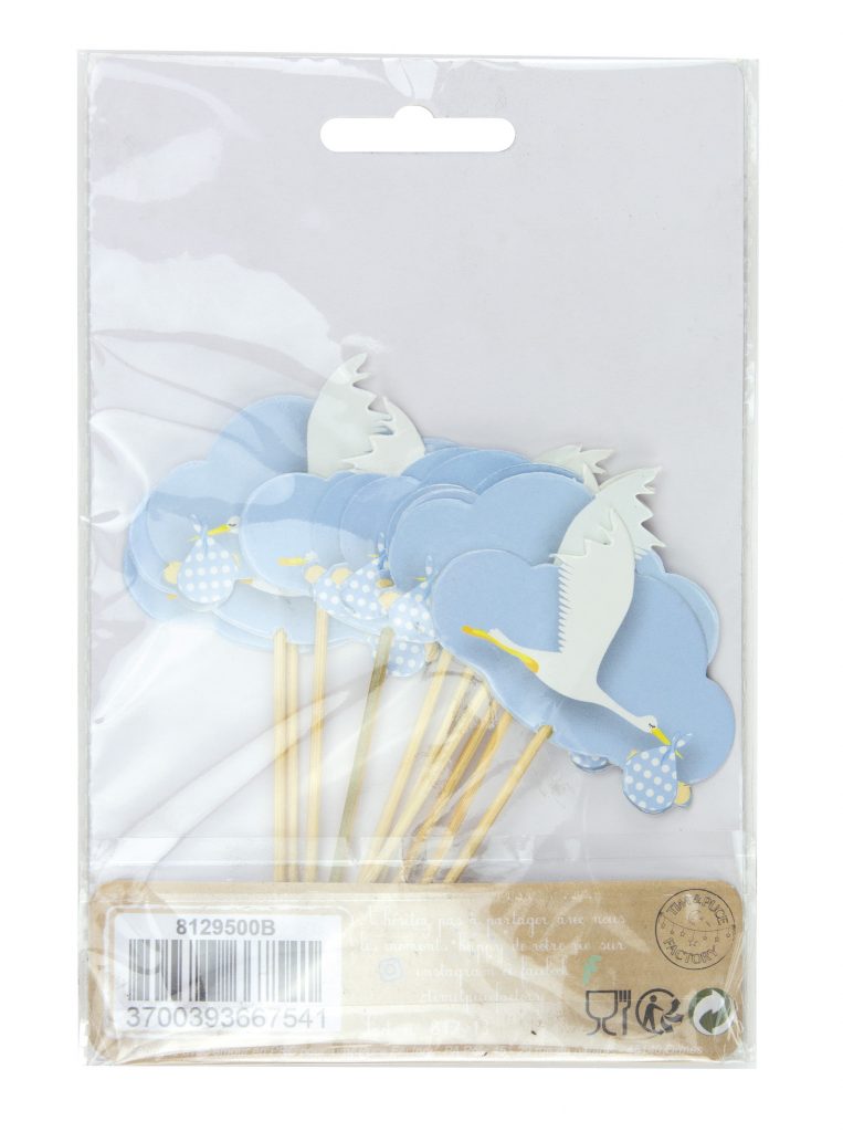 PICS A COCKTAIL CIGOGNES (Set de 10 pièces bleues) Spécial baby Shower