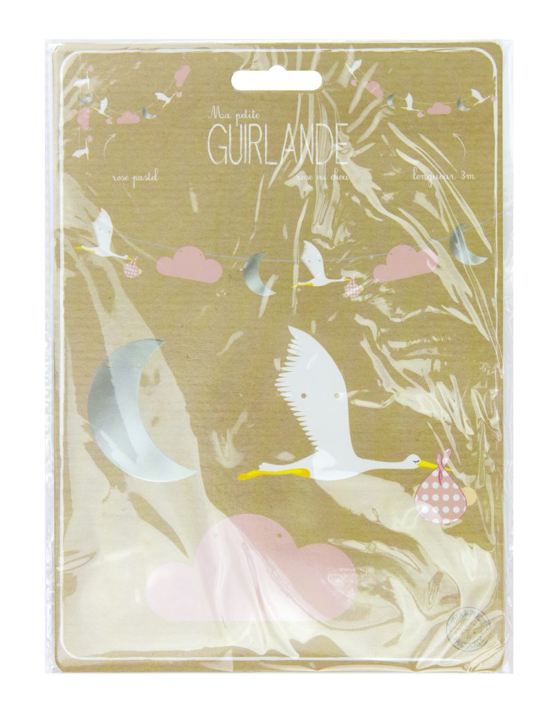 GUIRLANDE CIGOGNE ROSE (3 mètres - Baby Shower)