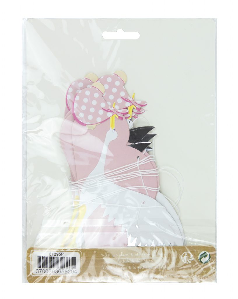 GUIRLANDE CIGOGNE ROSE (3 mètres - Baby Shower)