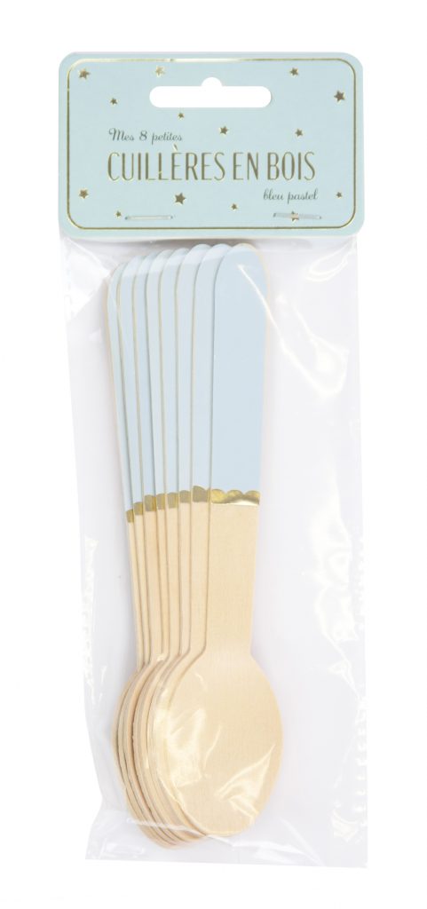 SET DE 8 PETITES CUILLÈRES (Bleu Pastel en bois)